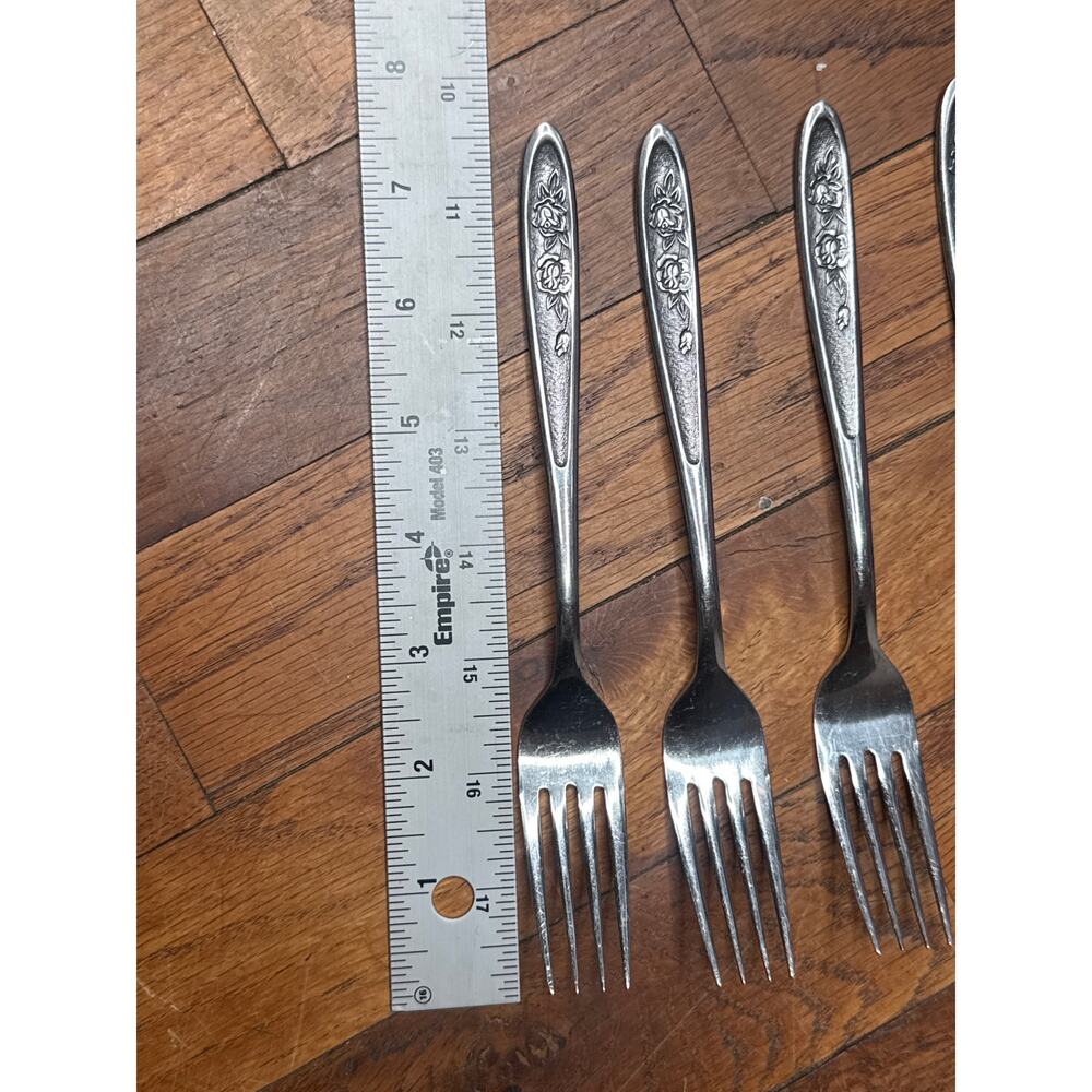 EKCO Eterna Country Garden Dinner Forks Set of 5 Stainless Steel Rose Japan - Picture 2 of 5